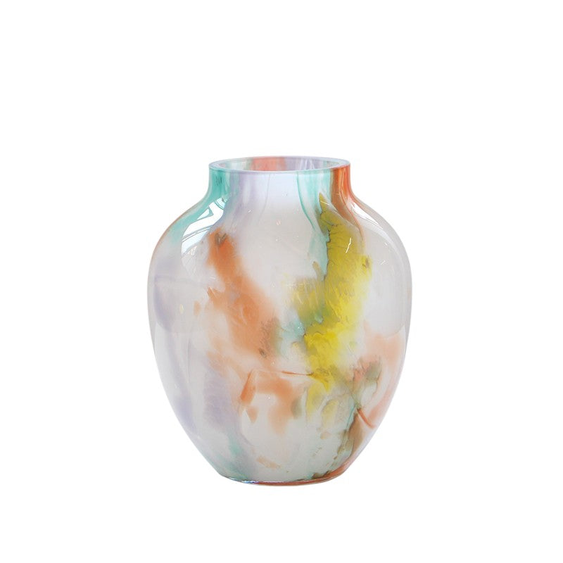 Colorful Ink-Style Glass Vase – Modern Hydroponic Vase