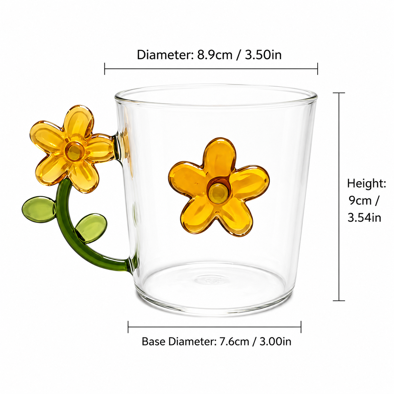 Creative Flower Glass Mug | Cute Floral Coffee Cup 300ml