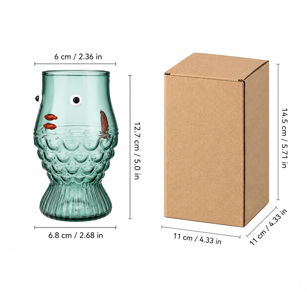 Cute Fish Glass Cup | Heat Resistant Cartoon Drinking Glass