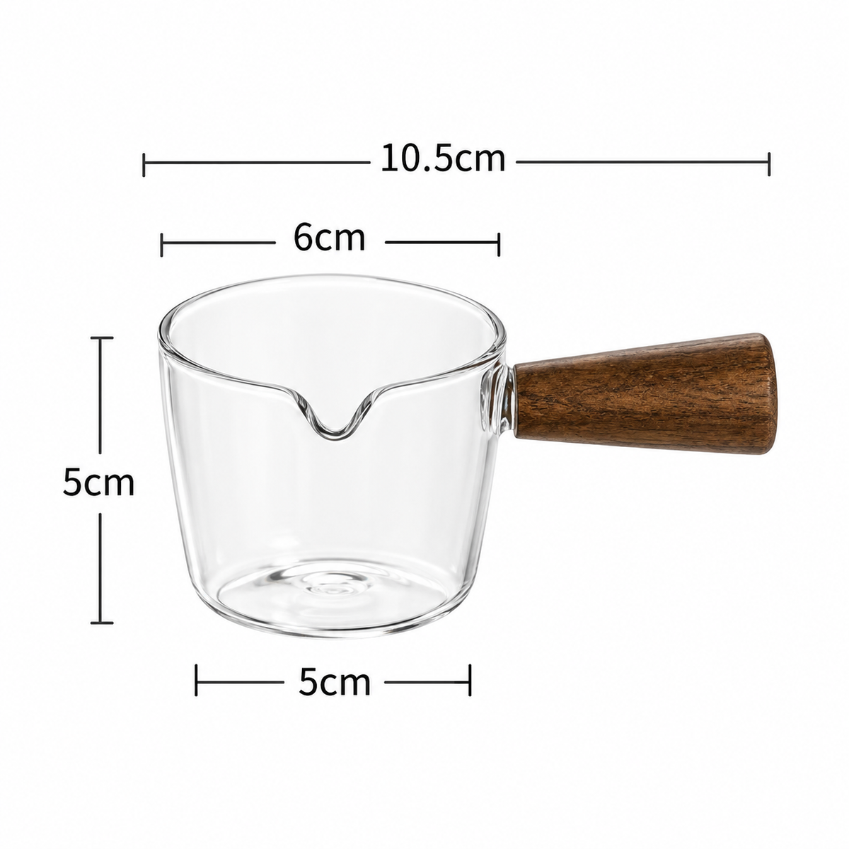Glass Pouring Cup with Wooden Handle - Espresso & Milk Jug