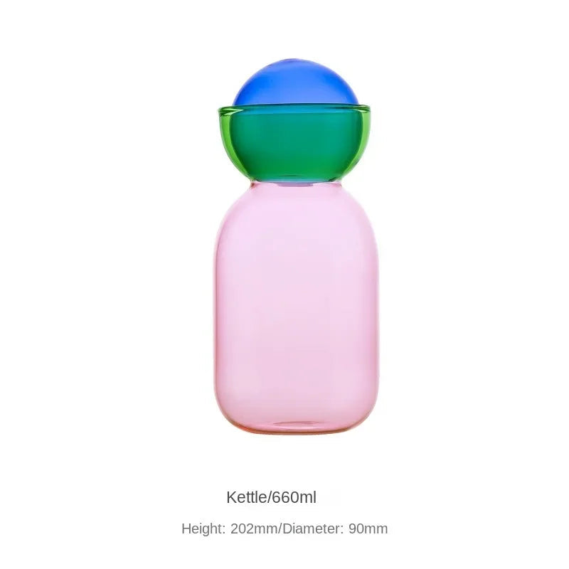 Modern Colorful Art Glass Water Carafe & Cup | Pitcher