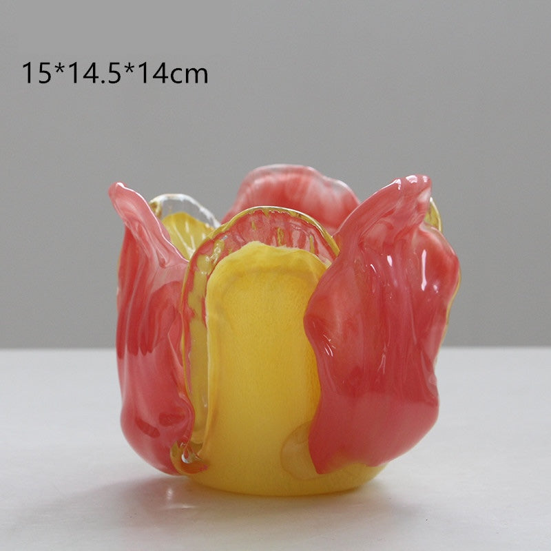 Creative Petal Glass Vase – Candy Color Glass Ornament
