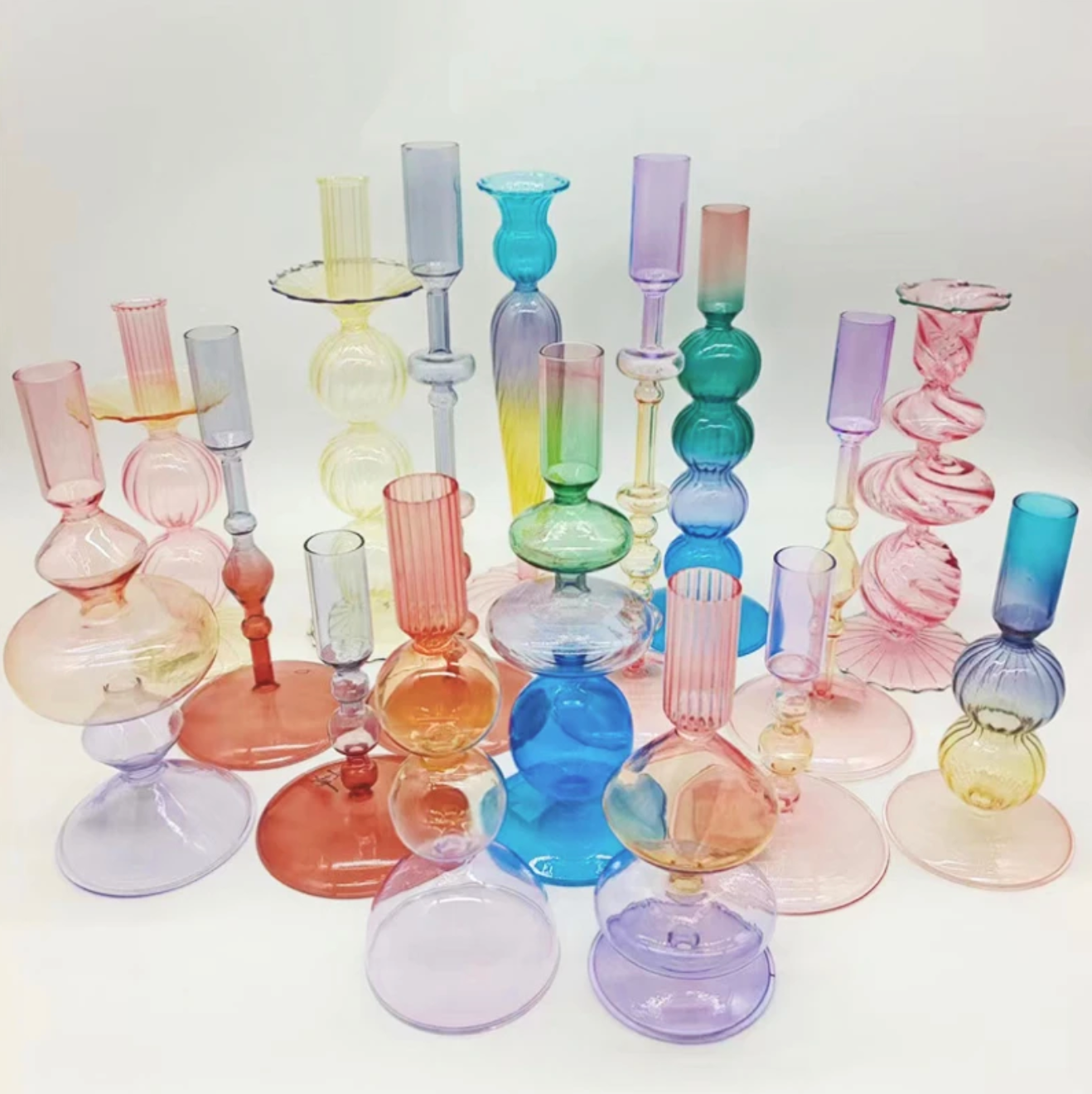 Colourful Home Decoration Glass Vase / Candle Holder