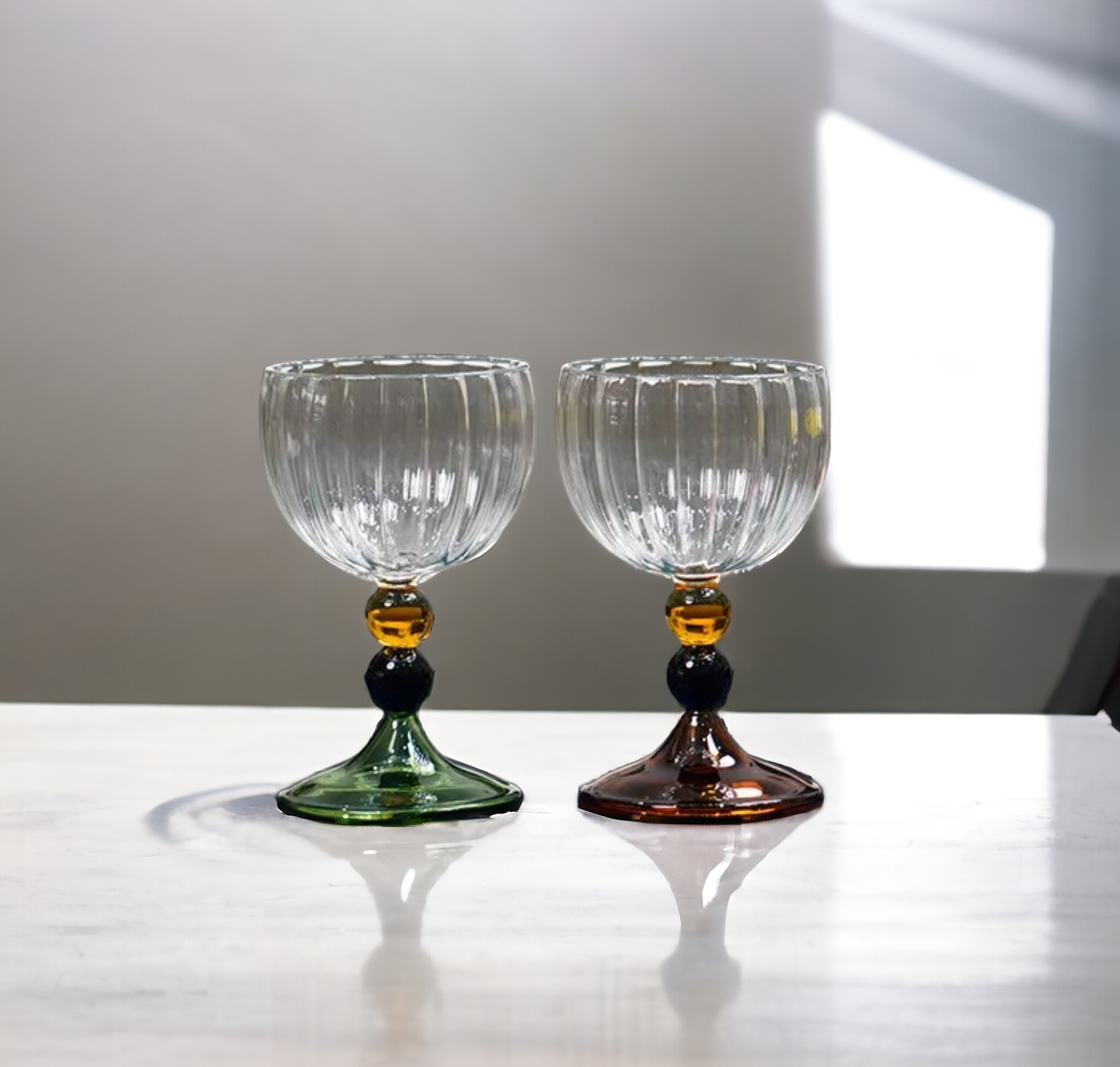 Vintage Goblet Clear Nordic Ripple Wine Glasses Cup