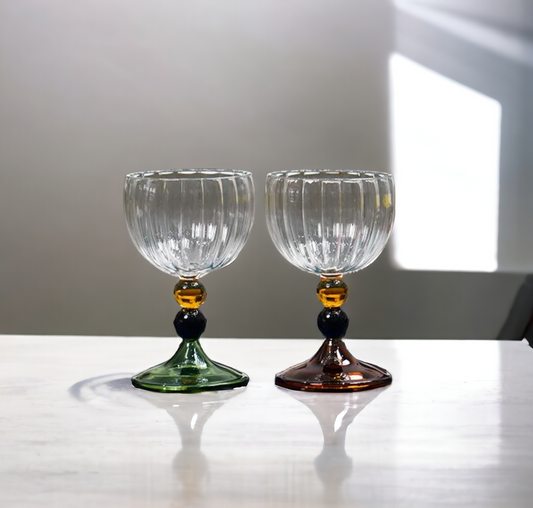 Vintage Goblet Clear Nordic Ripple Wine Glasses Cup