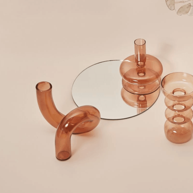 Brown Glass Candlesticks / Vase - huemabe - Creative Home Decor