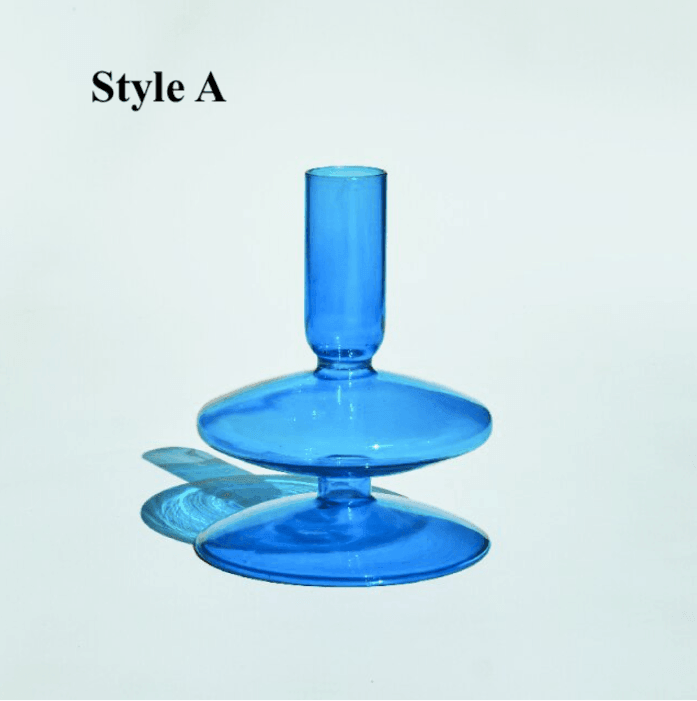 Light Blue Glass Candlesticks / Vase - huemabe - Creative Home Decor