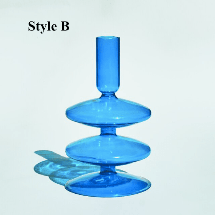 Light Blue Glass Candlesticks / Vase - huemabe - Creative Home Decor