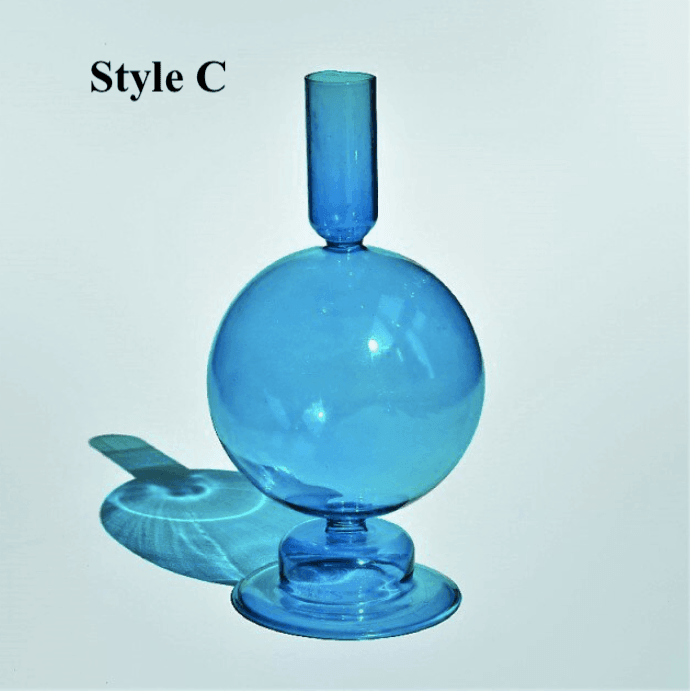 Light Blue Glass Candlesticks / Vase - huemabe - Creative Home Decor