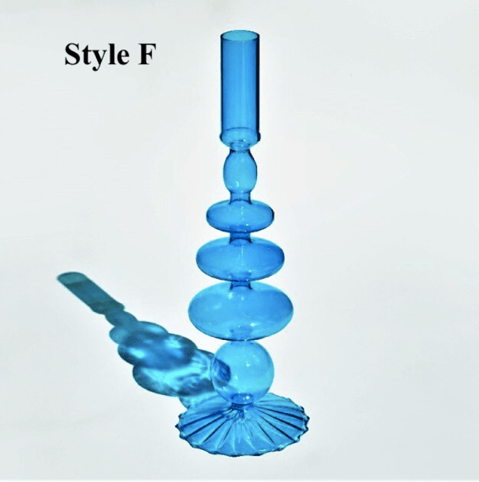 Light Blue Glass Candlesticks / Vase - huemabe - Creative Home Decor