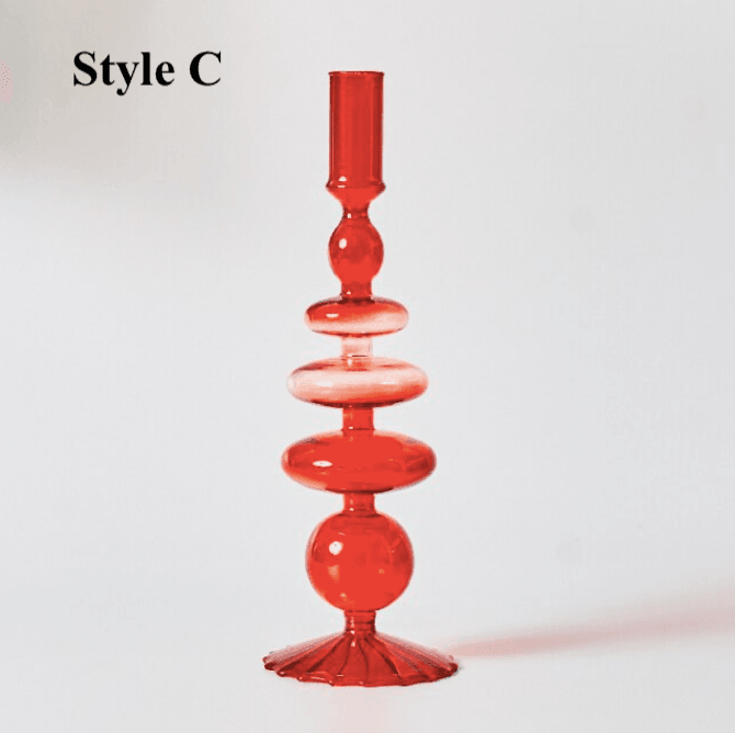 Red Glass Taper Candle Holder - huemabe - Creative Home Decor