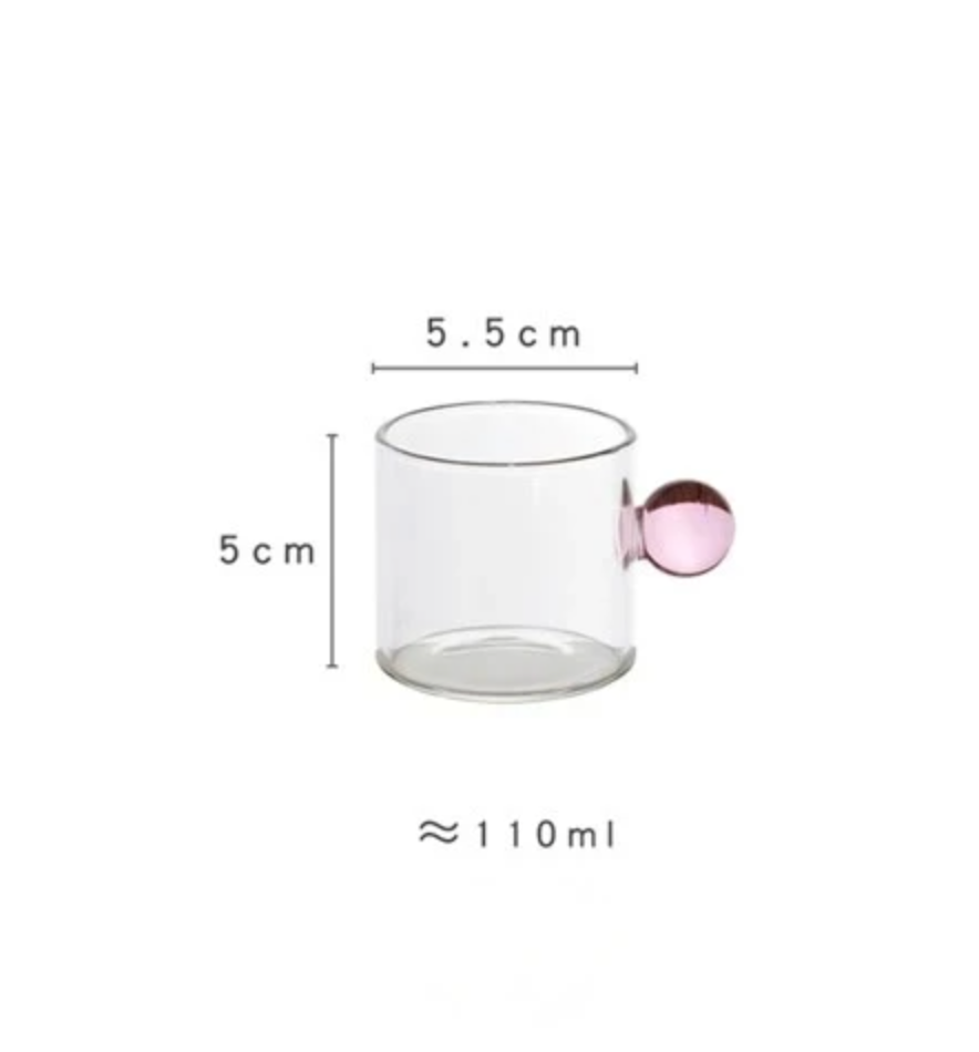 110ml Espresso Glass Cups | Ball Handle Coffee Cup