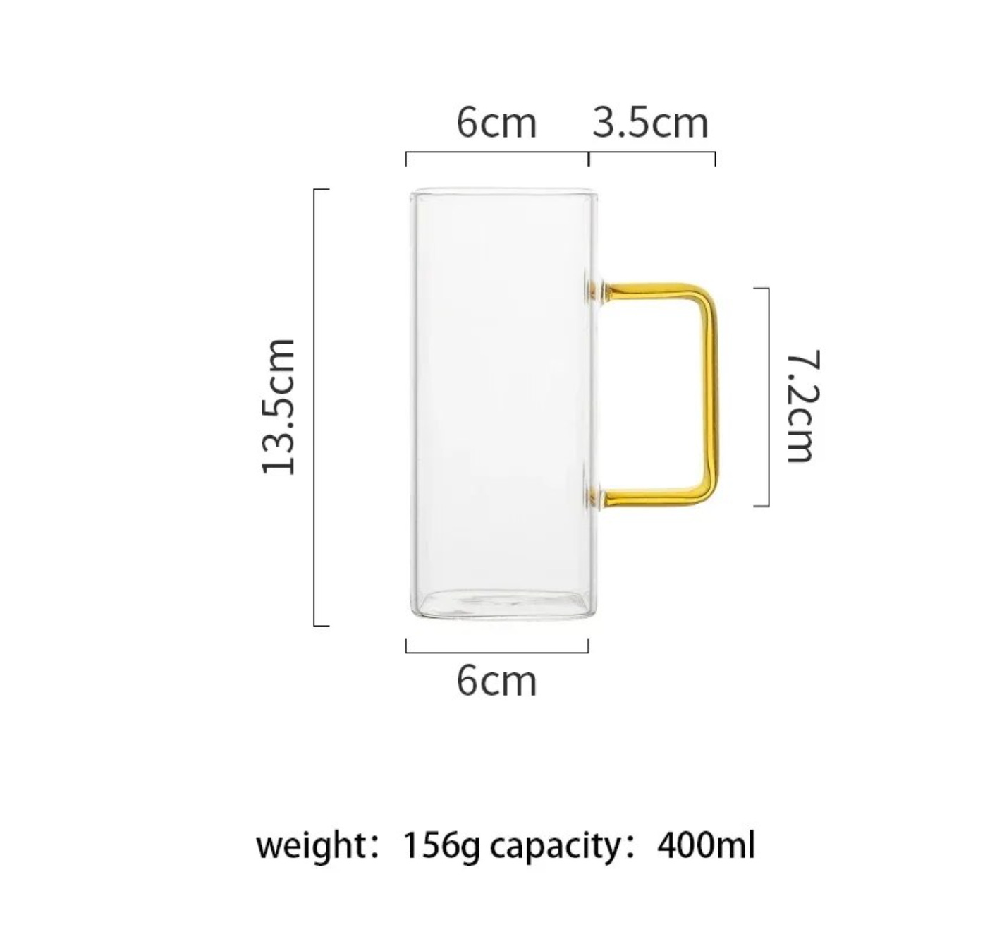 400ml Square Glass Mug