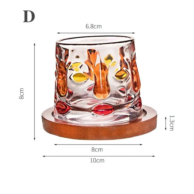 Art Rotating Glass Cup with Coasters