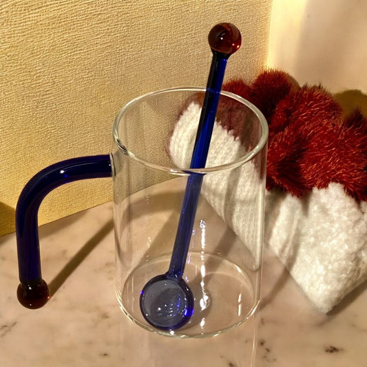 Borosilicate Glass Tea Coffee Cup with Colored Glass Handle