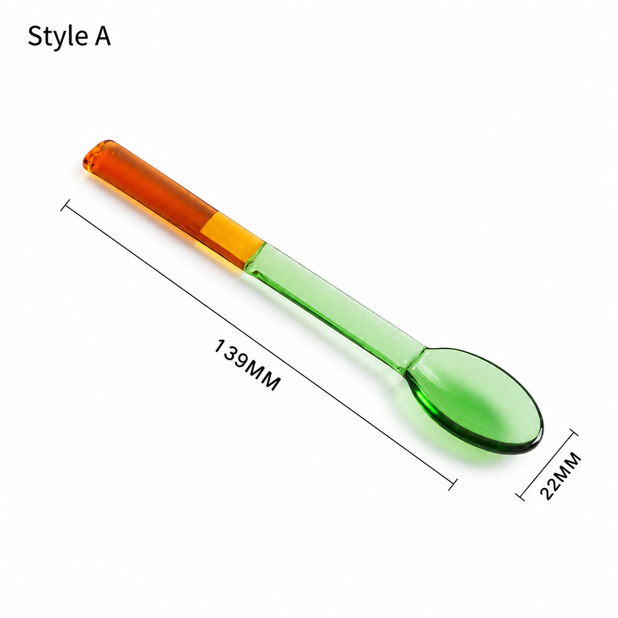 Color Block Glass Spoon | Long Handle Dessert Spoon