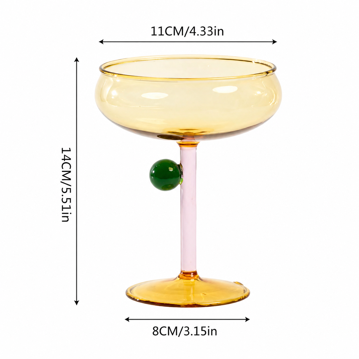 Colorful Glass Coupe Cocktail Glass Nordic Style Cup