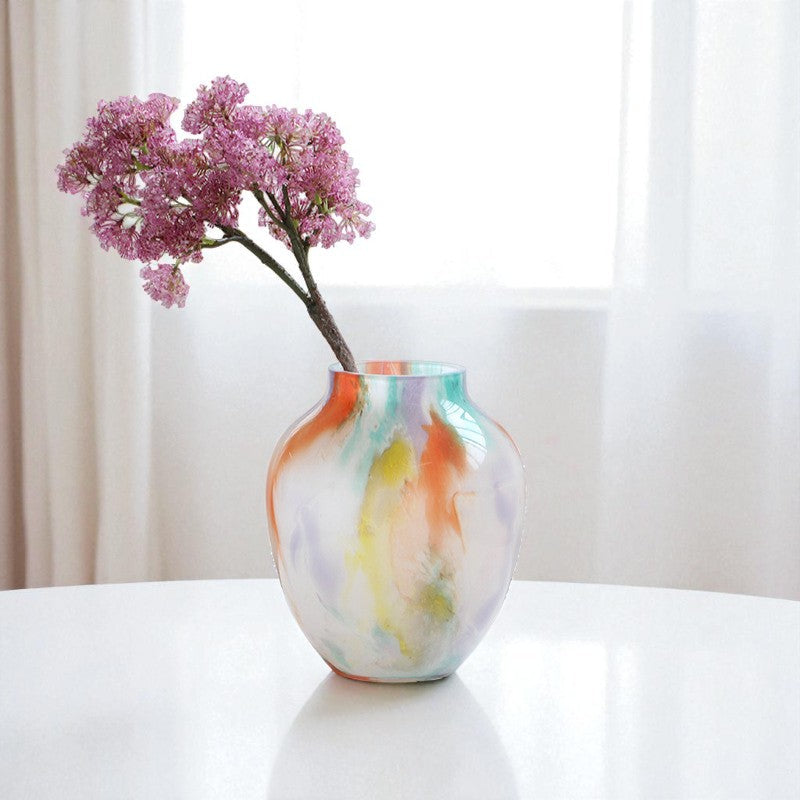 Colorful Ink-Style Glass Vase – Modern Hydroponic Vase