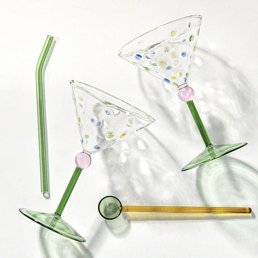 Colorful Polka Dot Wine Glass – Vintage Goblet