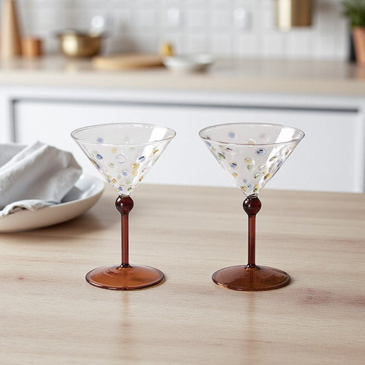 Colorful Polka Dot Wine Glass | Cocktail/Champagne Glass