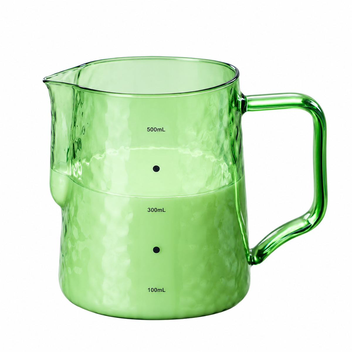 Colourful Glass Milk Frothing Pitcher – Hammered Jug 500ml