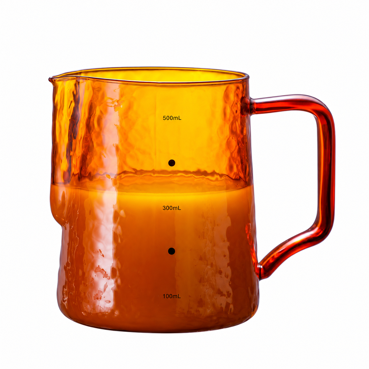 Colourful Glass Milk Frothing Pitcher – Hammered Jug 500ml