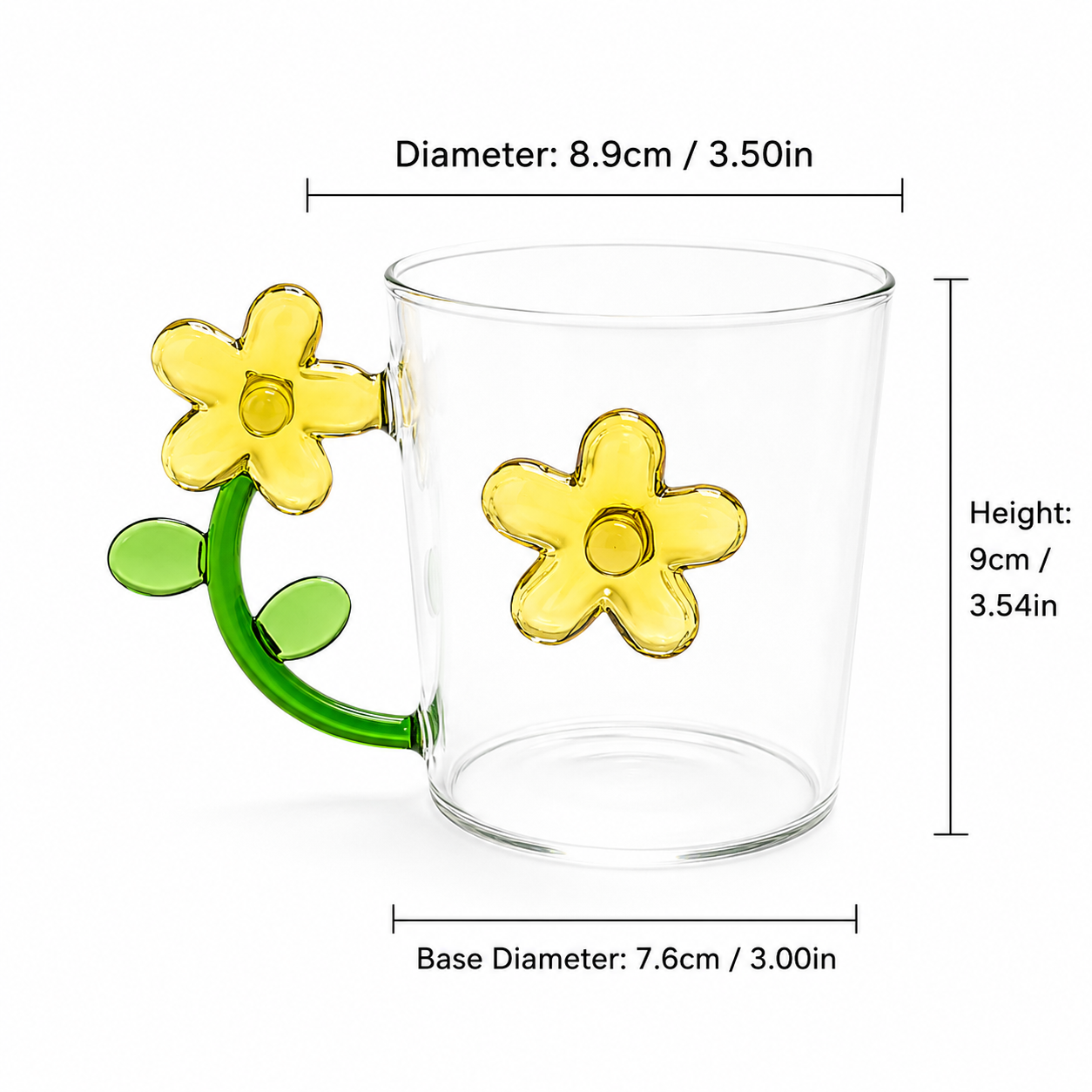 Creative Flower Glass Mug | Cute Floral Coffee Cup 300ml