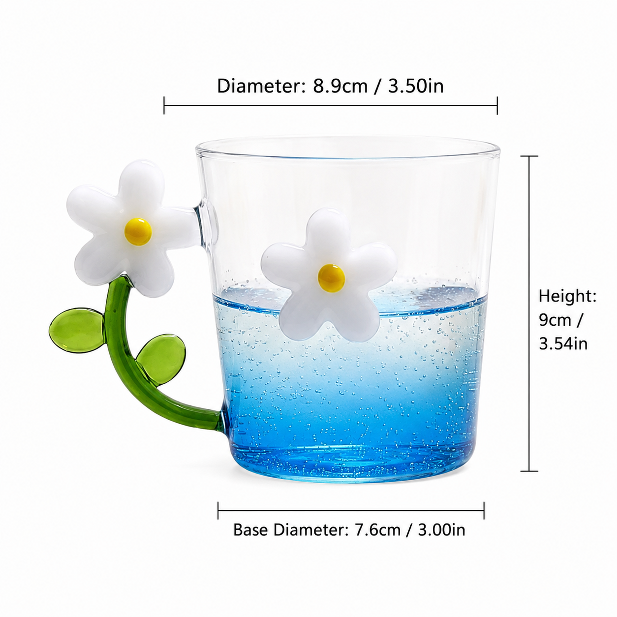 Creative Flower Glass Mug | Cute Floral Coffee Cup 300ml
