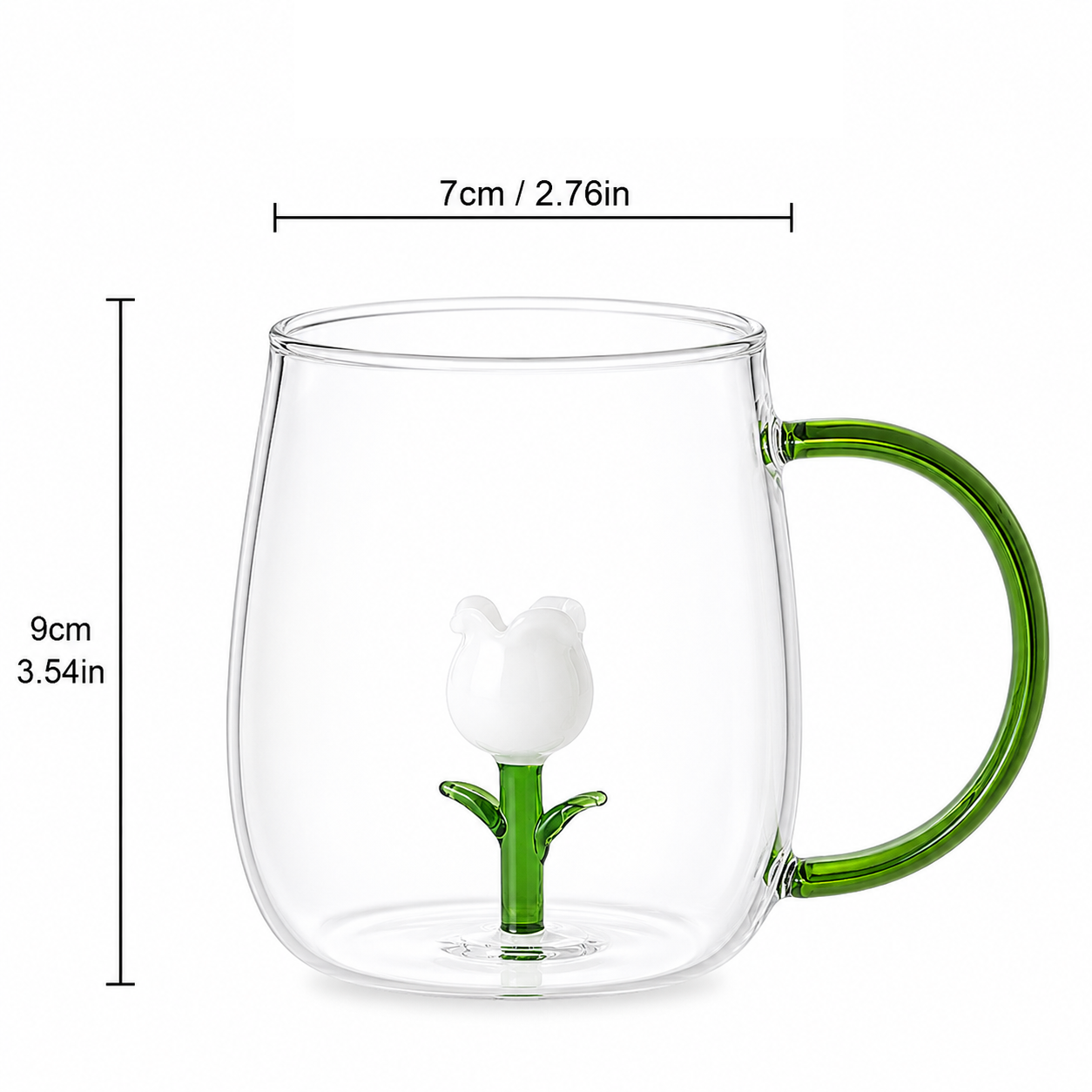 Cute Plant Glass Mug | 3D Floral Coffee Cup