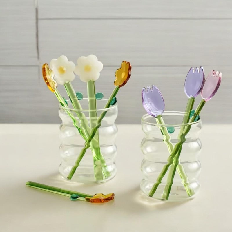 Flower Shape Glass Stirring Spoon