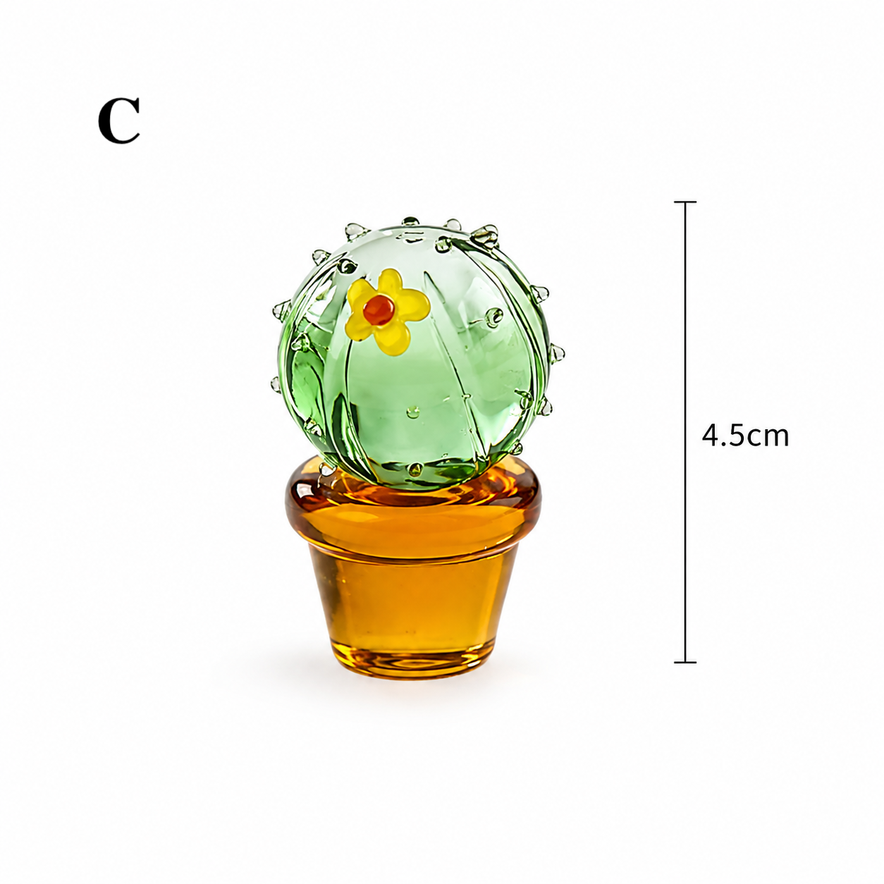 Handmade Glass Cactus Plant Mini Ornament Decor