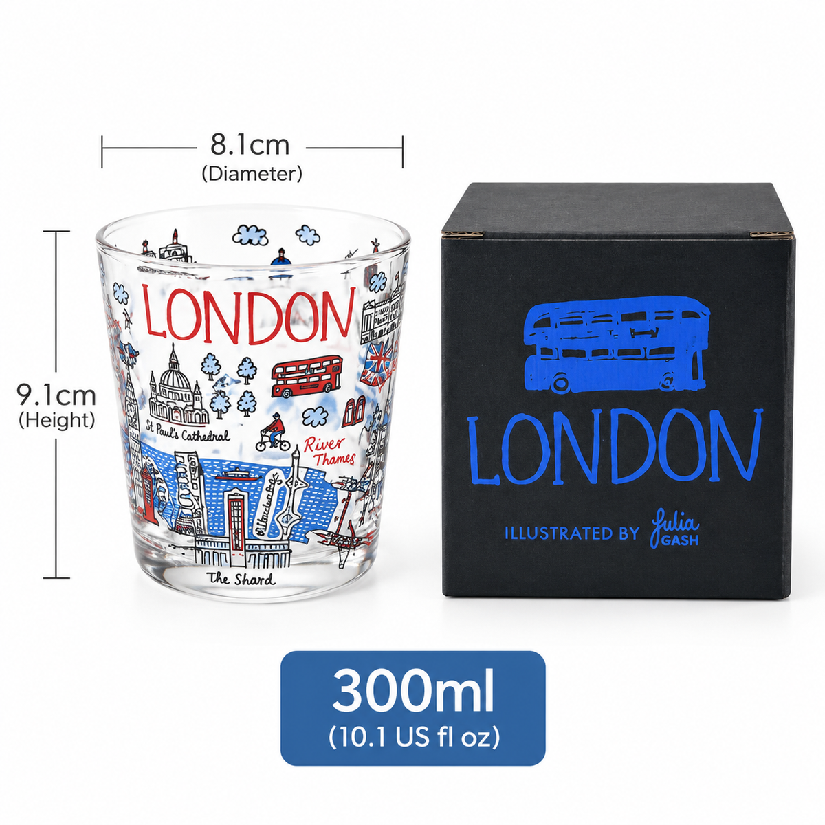 Illustrated City Glass Tumbler – Travel Landmark Glass Cup