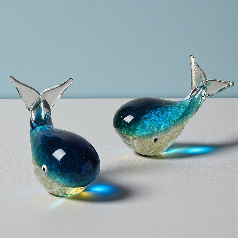 Luminous Glass Whale Figurine Ornament – Art Decor