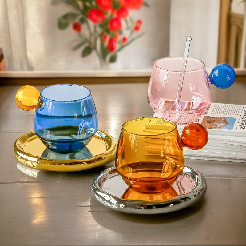 Contrasting Color Glass Coffee Tea Cup