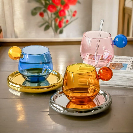 Contrasting Color Glass Coffee Tea Cup