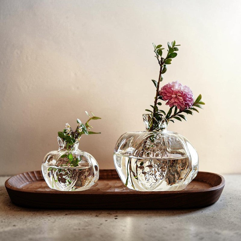 Mini Glass Pomegranate Vase – Elegant Hydroponic Table Vase