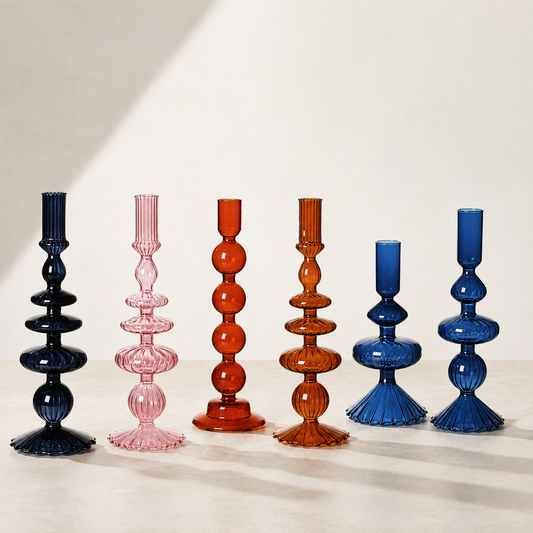 Nordic Colored Glass Candle Holder, Decorative Taper Candles