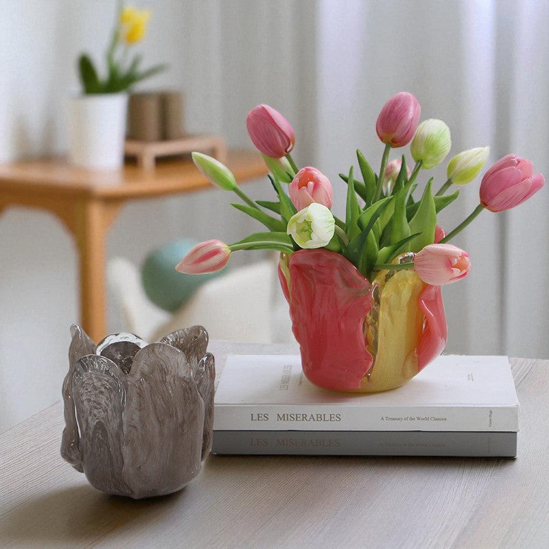 Creative Petal Glass Vase – Candy Color Glass Ornament