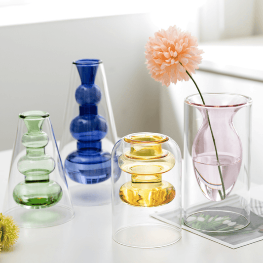 Colourful Clear Glass Vase | Flower Arrangement - huemabe - Creative Home Decor