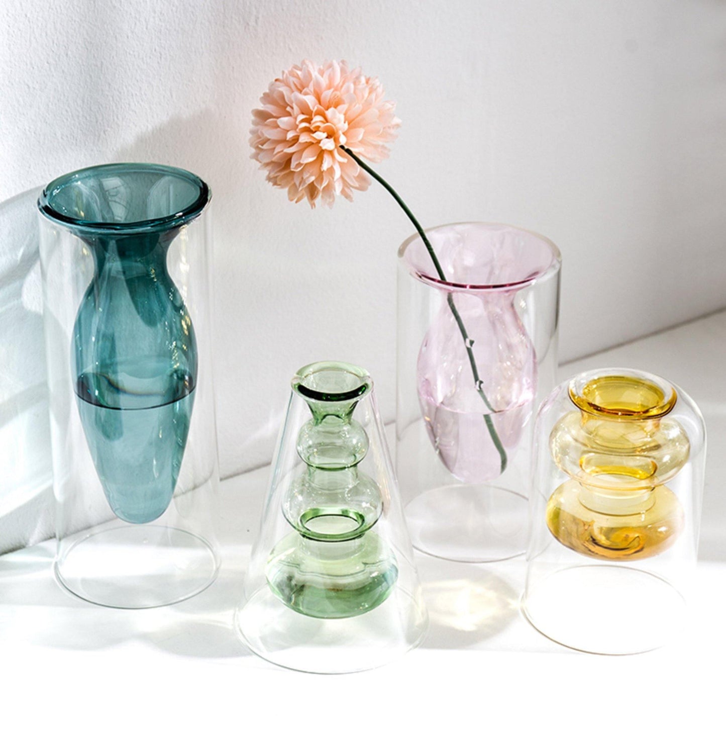 Colourful Clear Glass Vase | Flower Arrangement - huemabe - Creative Home Decor