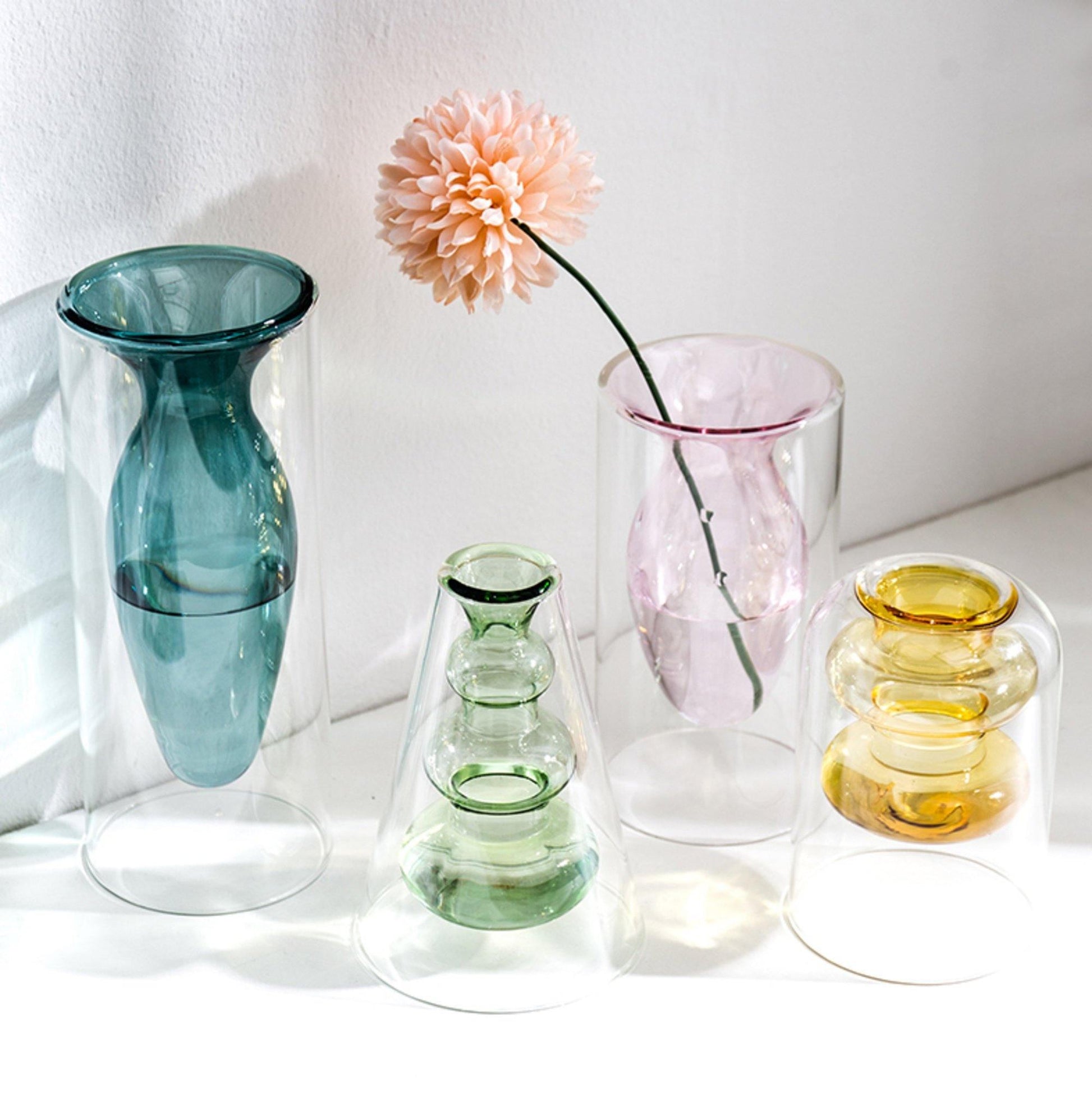 Colourful Clear Glass Vase | Flower Arrangement - huemabe - Creative Home Decor