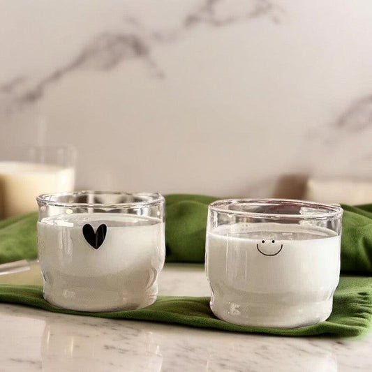 Love/ Happy Design Glass Cup for Milk Coffee Tea - huemabe - Creative Home Decor