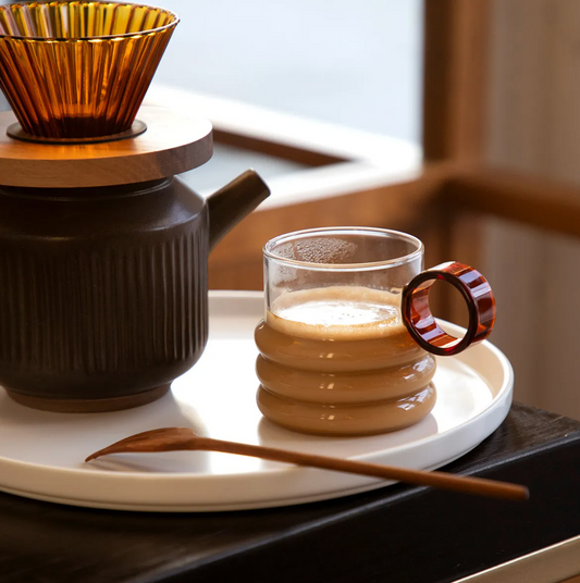 Colorful Handle Ripple Coffee Cup