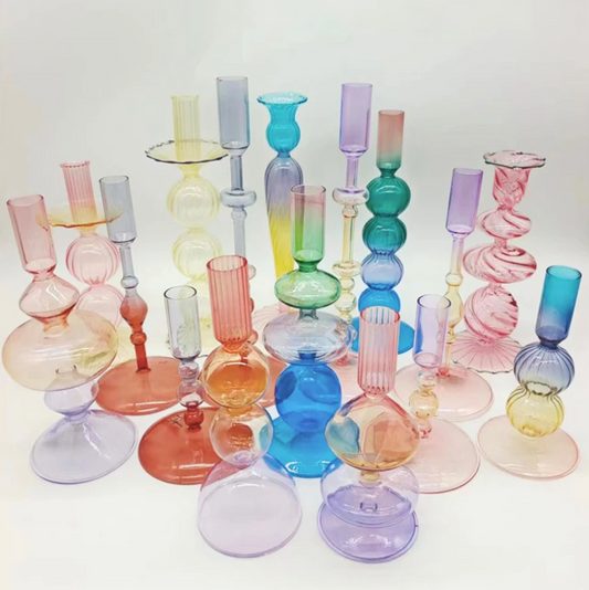 Colourful Home Decoration Glass Vase / Candle Holder