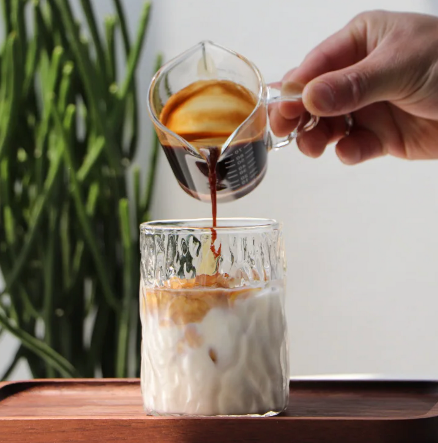 Ribbed Glass Transparent Coffee Cup Drinkware