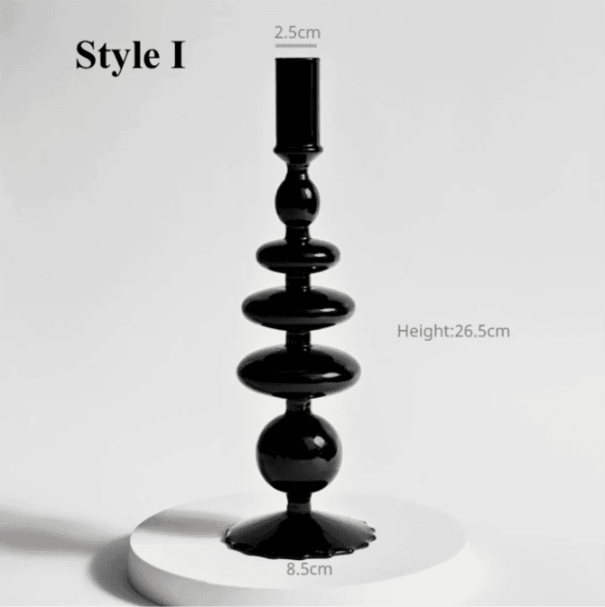 Black Glass Candlesticks / Vase - huemabe - Creative Home Decor