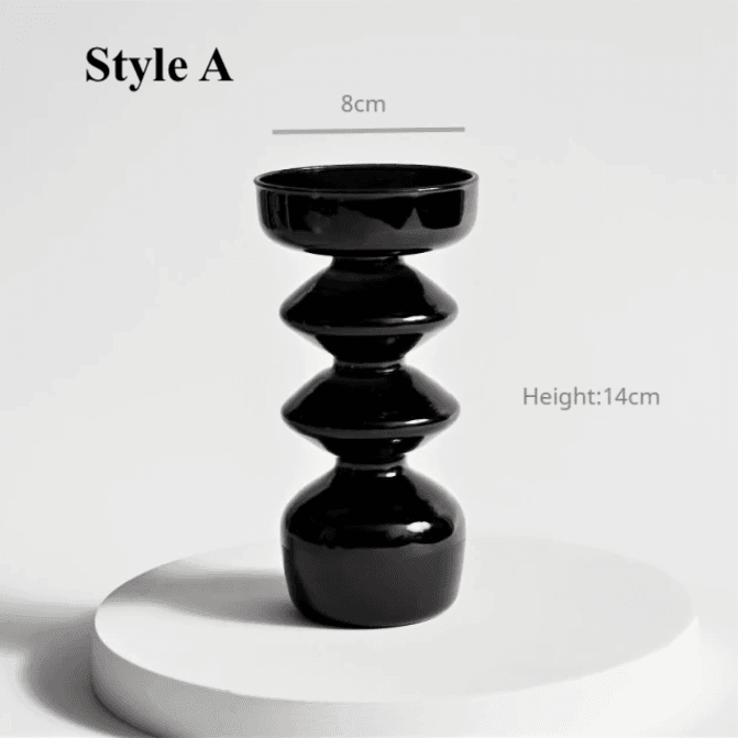 Black Glass Candlesticks / Vase - huemabe - Creative Home Decor