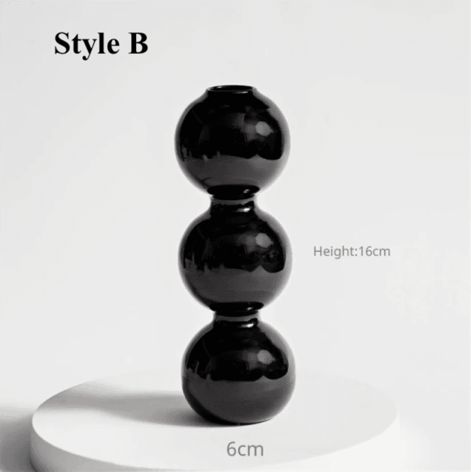 Black Glass Candlesticks / Vase - huemabe - Creative Home Decor