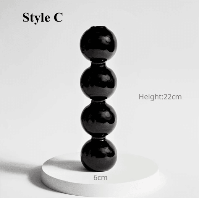 Black Glass Candlesticks / Vase - huemabe - Creative Home Decor