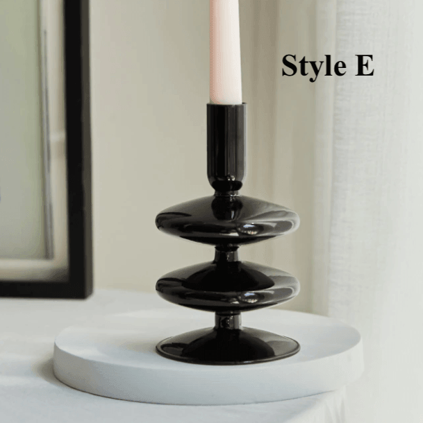 Black Glass Candlesticks / Vase - huemabe - Creative Home Decor